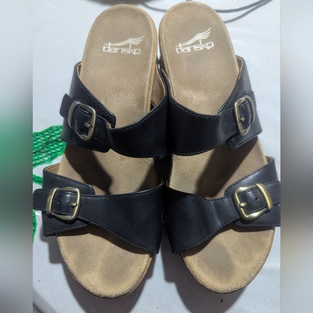 Dansko Black Buckle Sandals